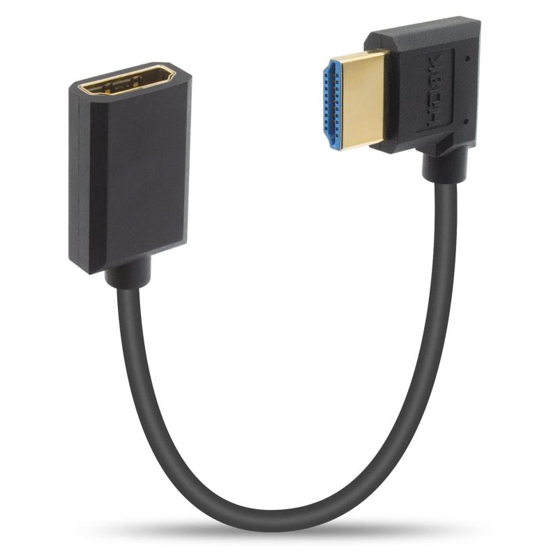 乐天商城 - Duttek 8K HDMI延長ケーブル、ショート90度右アングルオスメスL字型HDMI 2.1ケーブル48Gbpsサポート8K@60Hz、4K@120Hz、ダイナミックHDR、eARC、VRR、テレビ/PC/モニター用3D 1Ft/30cm