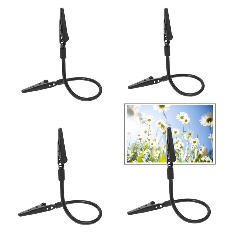 メモ クリップ 4個セット ワニ口クリップ メモスタンド カード立て ワイヤー ホルダー 卓上 スタンド 自由に曲げる 名刺 メニュー 写真立てに 蚊取り線香スタンド DIY 工芸 机上用品