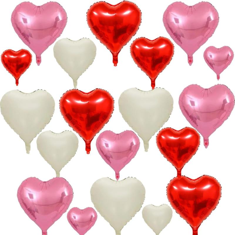 White marketの3種類 ピンク いハート型 バルーン 風船 20個 Love Heart 約45 cm/10個 約25 cm/5個 約12.5 cm/5個 誕生日、結婚式、記念日などのパーティー装飾｜アングル2
