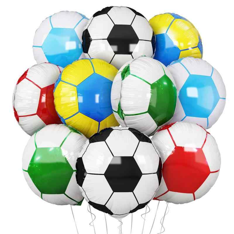 Rakuten - BTZO 風船 バルーン サッカーテーマ 10個セット アルミ風船 18インチ 飾り付け スポーツパーティー 運動会 試合 応援 誕生日 パーティー デコレーション 店舗装飾 10色 サッカー 蹴球