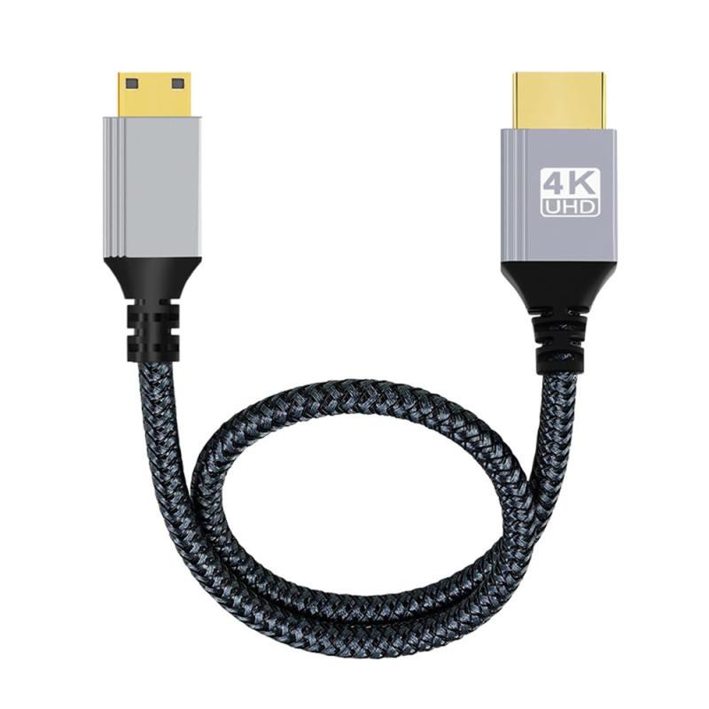 乐天商城 - NFHK 4K 60hz HDMI 2.0 オス - Mini HDMI タイプ C オス ケーブル スリーブ ストレート コネクタ付き HDTV コンピューター ラップトップ モニター用 200CM