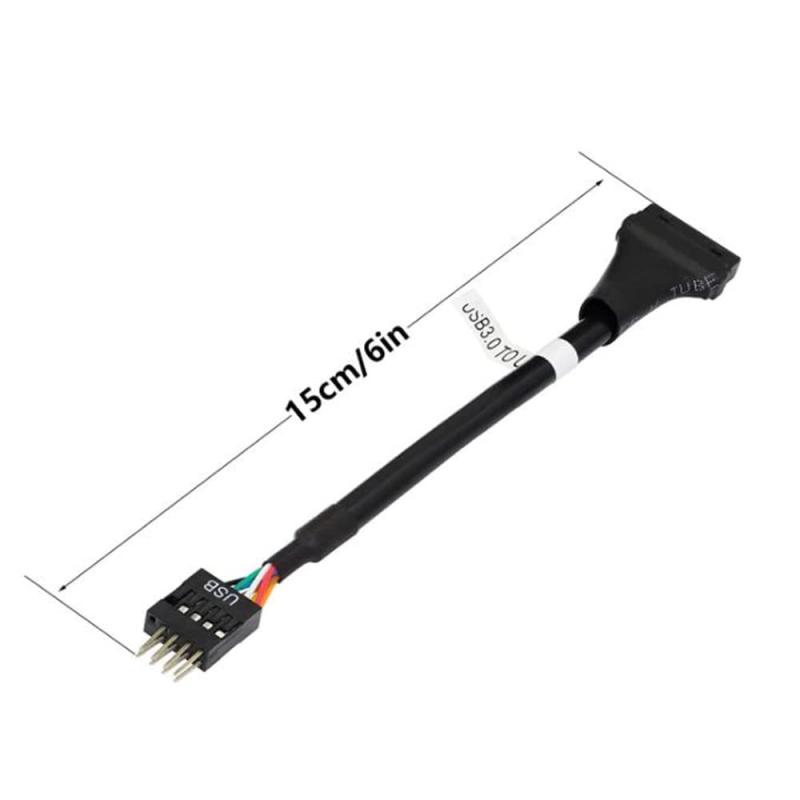 KKM-ラブショー 19/20ピンUSB3.0TOUSB2.0USB 3.0 メス-9ピンUSB 2.0オス マザーボードケーブルアダプターコンバーター 6インチ (ブラック) 1本ずつ計2本 (19 ピン メス, 2)