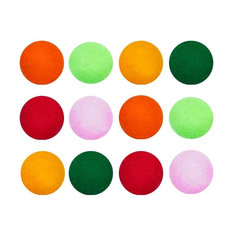 猫のおもちゃ 羊毛100% フェルトボール 3cm 12個入り カラフル 手作り ナチュラル 素材 安全