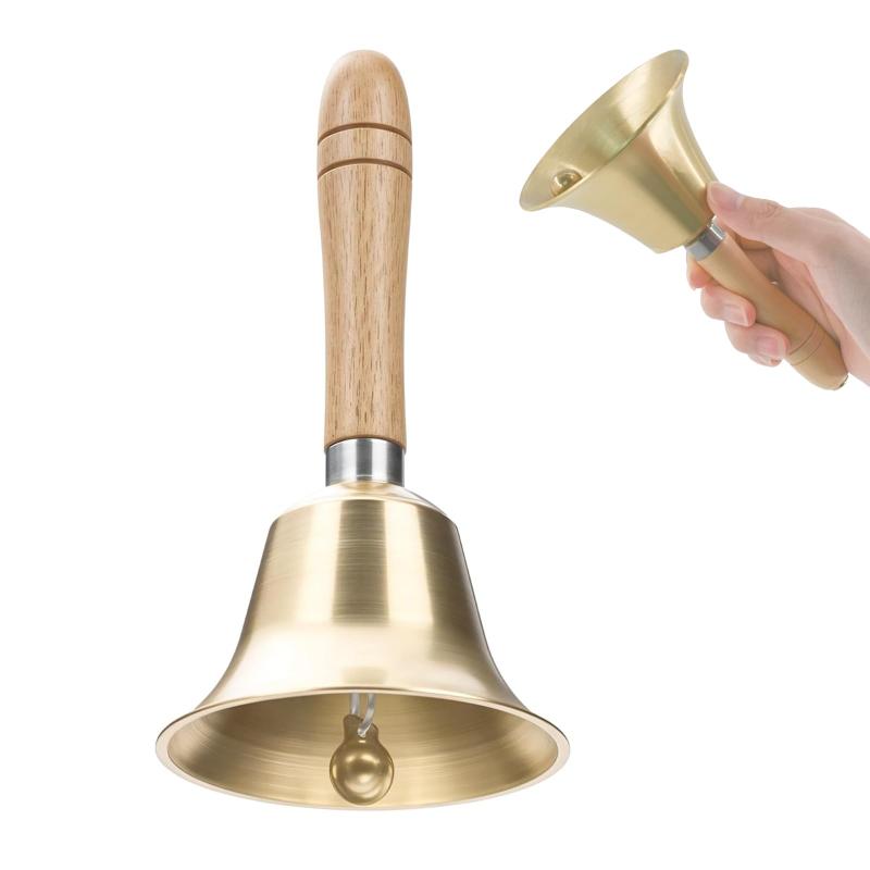 Aquafix ハンドベル 木製ハンドル ディナーベル 超大音量 大当たり 装飾品 お店/飲食店/宴会/行事/抽選会/祭り用 直径 8cm