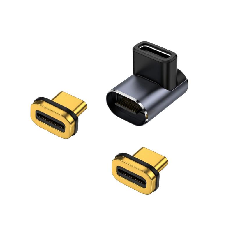 USB-C Type Cマグネット変換アダプタ USB4 サンダーボルト3 雷電 40Gbps 240W/5A 8K/60Hz 高速データ転送 8K動画転送 24ピン USB Cマグネット 磁石コネクタ 映像出力対応 断線防止 急速充電 簡単接続