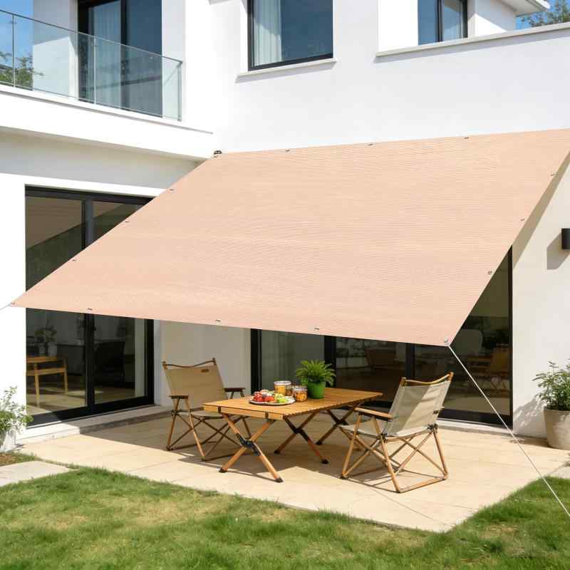 乐天商城 - SEASONS 日除け シェード（200×270cm）ベランダ/屋外/庭用 サンシェード【遮熱/UVカット】目隠し 風通し良好 簡単取り付け アンズ色