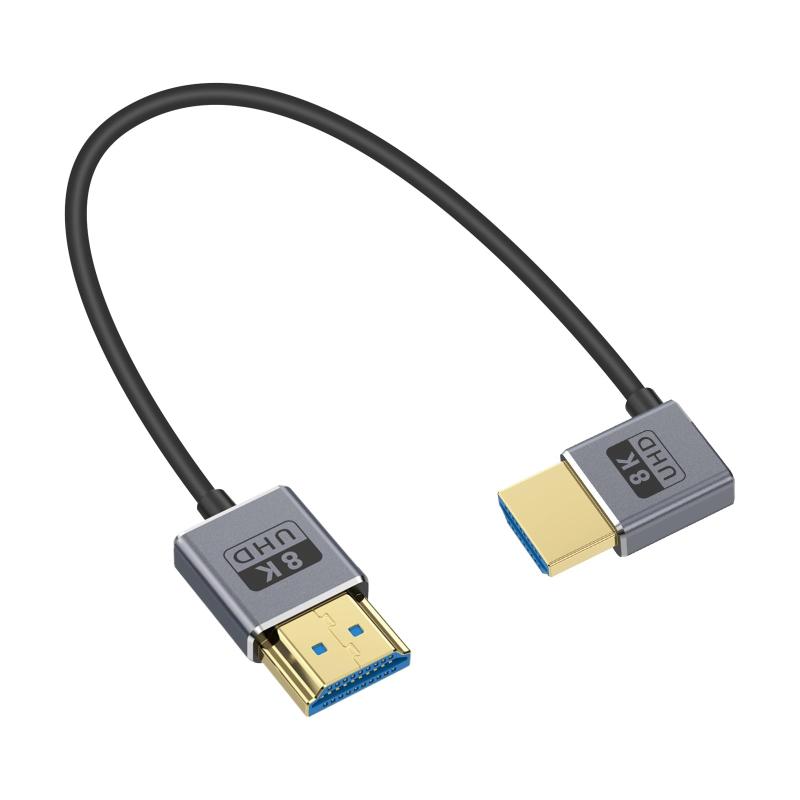 樂天商城 - Duttek 8K L字型HDMIケーブル、左向きHDMIオスオス変換ケーブル短い、48Gbps超薄型HDMIコードOD2.5mm、8K@60Hz、4K@240Hz、ダイナミックHDR、eARC、GH5S、PS5、Xbox Oneモニター、PC.1フィー