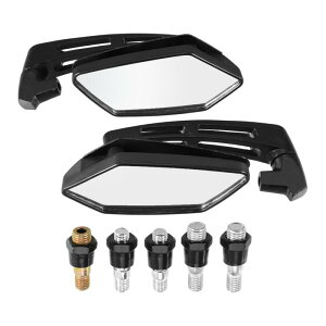 X AUTOHAUX バイク ミラー サイドミラー バックミラー 大菱形骨 シャンク長14cm ネジ付き(8mm 10mm ) 左右セット 360度調整可 リアビューサイドミラー ユニバーサル カーボンファイバー・ブラッ