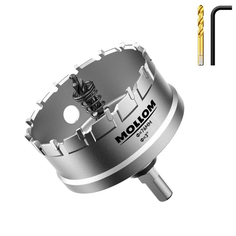 樂天商城 - Mollom (3インチ | 76mm) 高耐久超硬ホールソー、パイロットドリルビット2個、ホールカッターはステンレス鋼、軟鋼、鉄、銅、真鍮、プラスチックをカットします