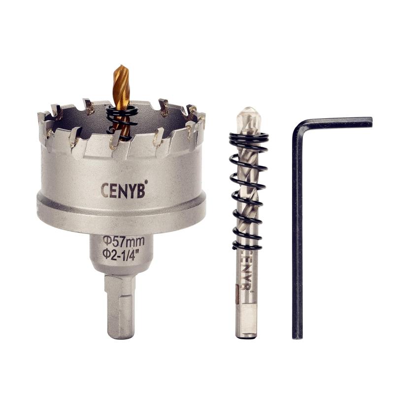 乐天商城 - CENYB 2-1/4インチ (57mm) タングステンカーバイド チップホールソー チタンメッキ パイロットドリルビット 硬質金属、ステンレス鋼、鉄、アルミニウム合金、木材、プラスチック用