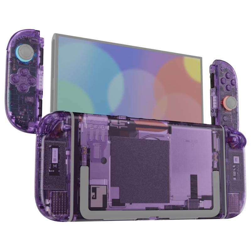 eXtremeRate Nintendo Switch 2対応用DIY交換シェルボタン、Switch 2 &amp; Joycon 2対応カスタムフルセット 背面プレート コントローラーハウジングボタン付き デラックス版-クリア系【クリアパープル】