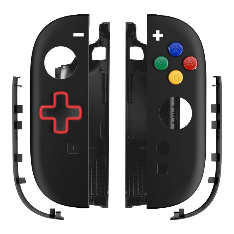 eXtremeRate JoyCon 2対応用DIY交換用シェル (十字キー版) ボタン付き、Nintendo Switch 2 コントローラー対応用カスタムフェイスプレートケース+装飾ストリップ+ABXY 十字キー-エッセンス版（ベーシッ