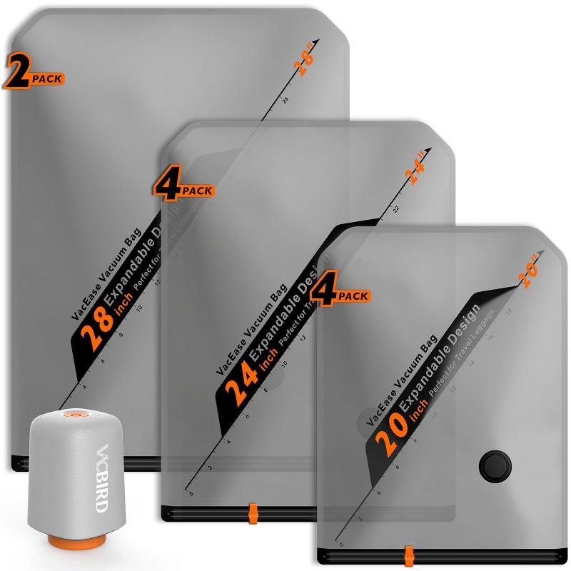 Vacbird 圧縮袋 旅行 電動 ポンプ 充電式 衣類圧縮袋 圧縮バッグ 旅行 真空 収納 衣類 洋服 圧縮 あっしく袋 再利用可能 真空...