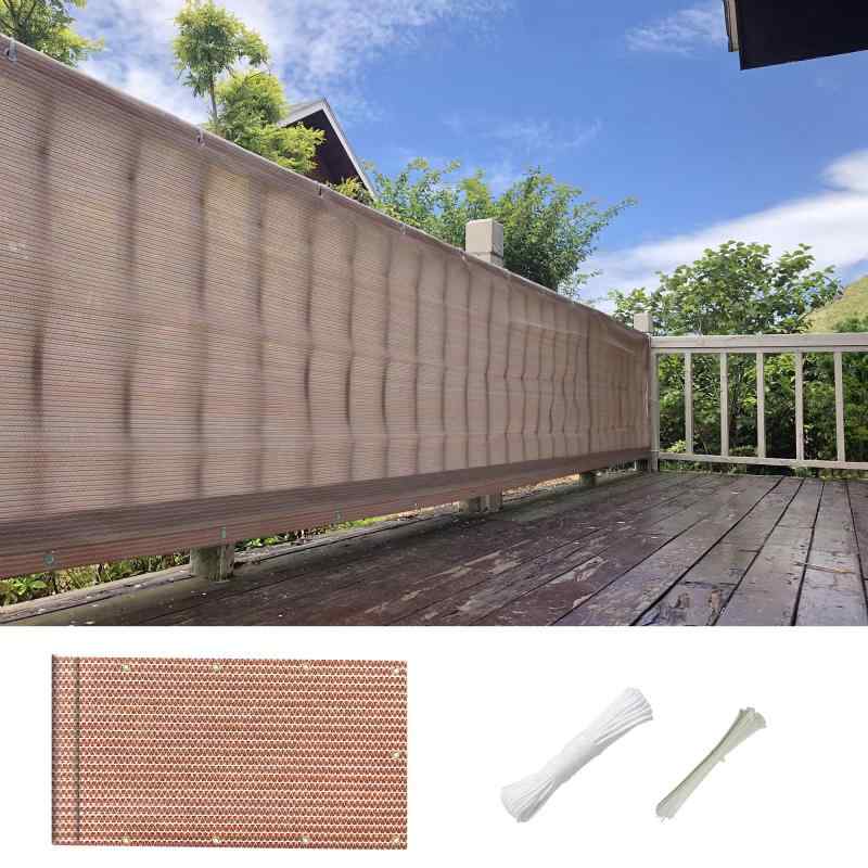 Rakuten - SEASONS ベランダ目隠し シェード サンシェード オーニング 300x100cm アンズ色 高密度ポリエチレン UVカット プライバシー保護 風通し良好 バルコニーシェード マンション フェンス 窓用 取付簡
