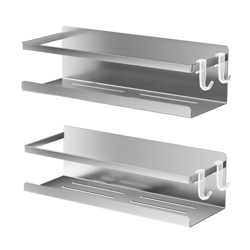 Kitsure マグネットバスケット - 2個セット フック付き浴室ラック 吸着式壁掛け収納 自動排水 防錆お風呂ラック バスルーム・冷蔵庫・洗濯機対応