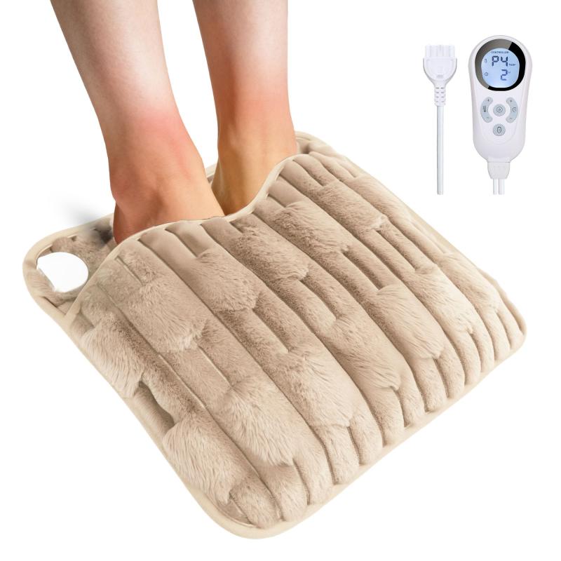 Haikawi 電気足温器【2025 新登場】電気フットウォーマー 速暖 柔らかいウサギ毛調フリース 抗菌 防臭 軽量 過熱保護 多用途 丸洗い可 省エネ 収納簡単 足元ヒーター 6段温度調整 5 段階タイ