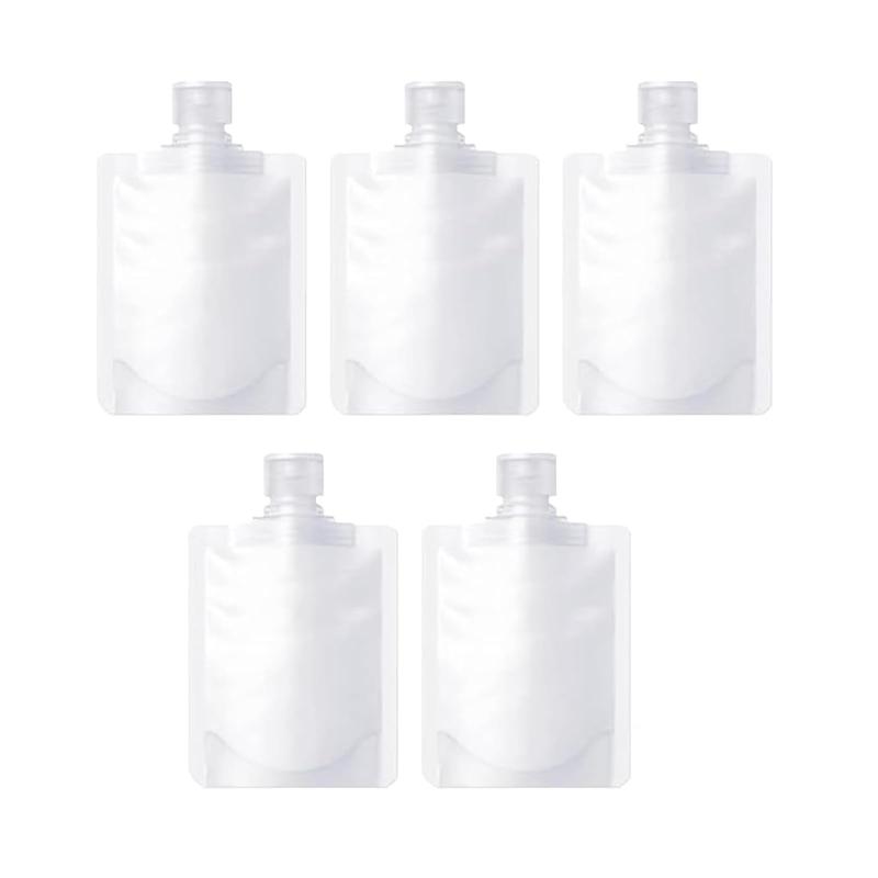 FineGood パウチ容器 旅行 便利グッズ タレパック 5点セット 旅行用リキッドパウチ 小袋容 器 詰め替えボトル 小分けボトル 漏れ防止 使い回し 詰め替え容器 クリーム 化粧水 乳液 収納 シャン