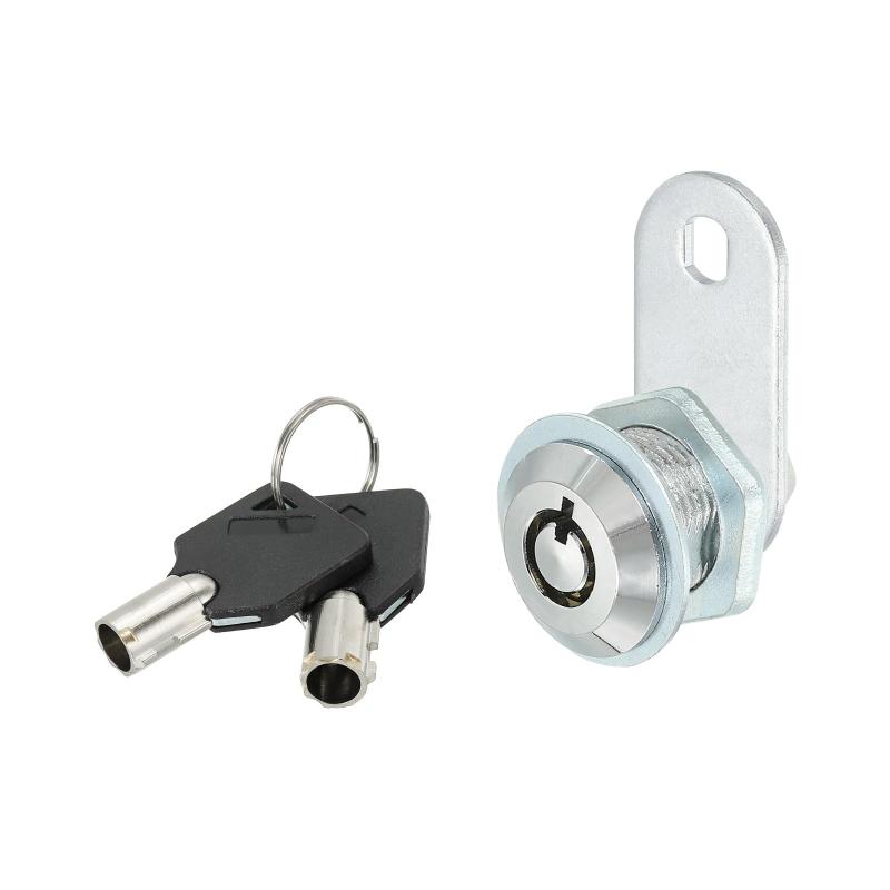 Rakuten - PATIKIL キャビネットカムロック キー付き 5/8"(16mm) キーアラ イブ カムロックシリンダー 亜鉛合金クロム引き出しロック チューブ ラーカム 取り外し可能なキー ドア引き出しキャビネット