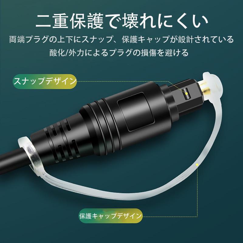 TRkin 光ファイバデジタルオーディオ光ケーブルコーナー型金メッキ高耐久性1.8m PS 4/スピーカー/テレビスピーカーなど用（ブラック） - 3