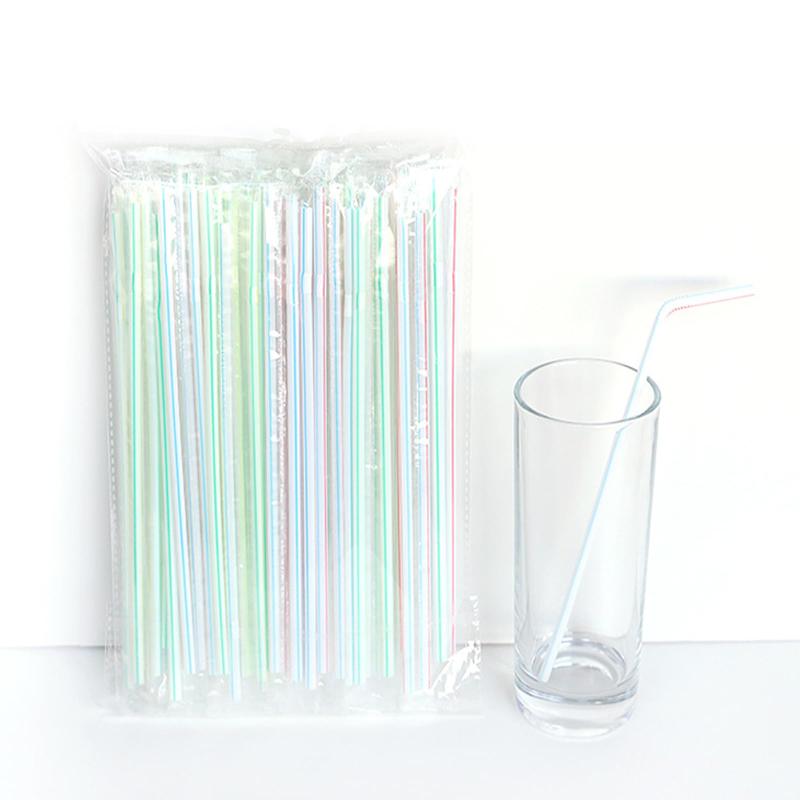 OptiPro ストロー 個包装 21cm 直径6mm 曲がる カラーストロー 使い捨てプラスチック コーヒ カクテル カフェ バー 業務用 家庭用