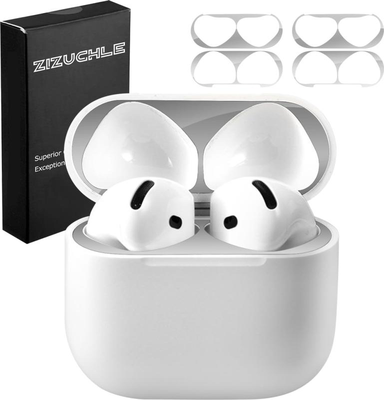 樂天商城 - ZIZUCHLE 【2025モデル】for airpods4 ダストガード アップル エアーポッズ第4世代 用コーティング メタリックプレート ホコリガード 防塵 カバー 保護シール 汚れ防止 シール 極薄 イヤホン アク