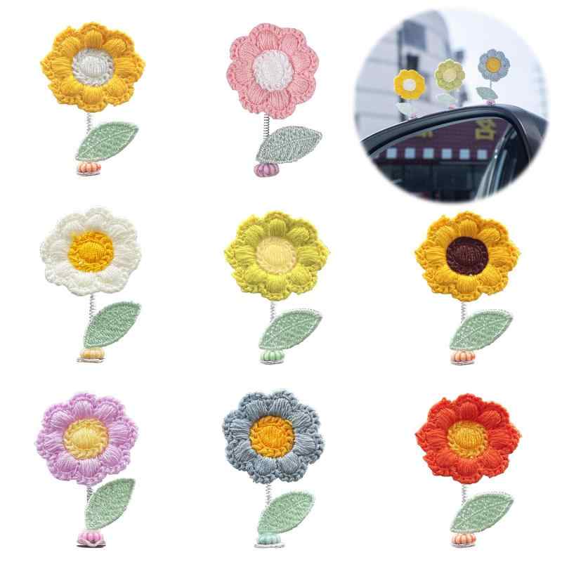 PAVIKE 車 飾り 花 自動車装飾 可愛い 揺れるおもちゃ 8個セット 車内 装飾 ミニチュアの花 カーアクセサリー 車 ダッシュボード飾り 揺れる装飾 ひまわりの花 面白い癒しカー装飾 デスクトッ