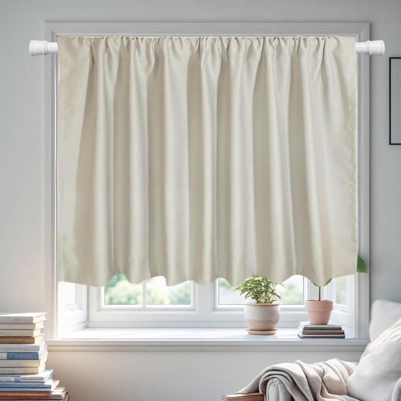 和み空間 遮光 カフェカーテン 小窓用 遮熱 断熱 無地 目隠し 出窓 UVカット 保温 防寒