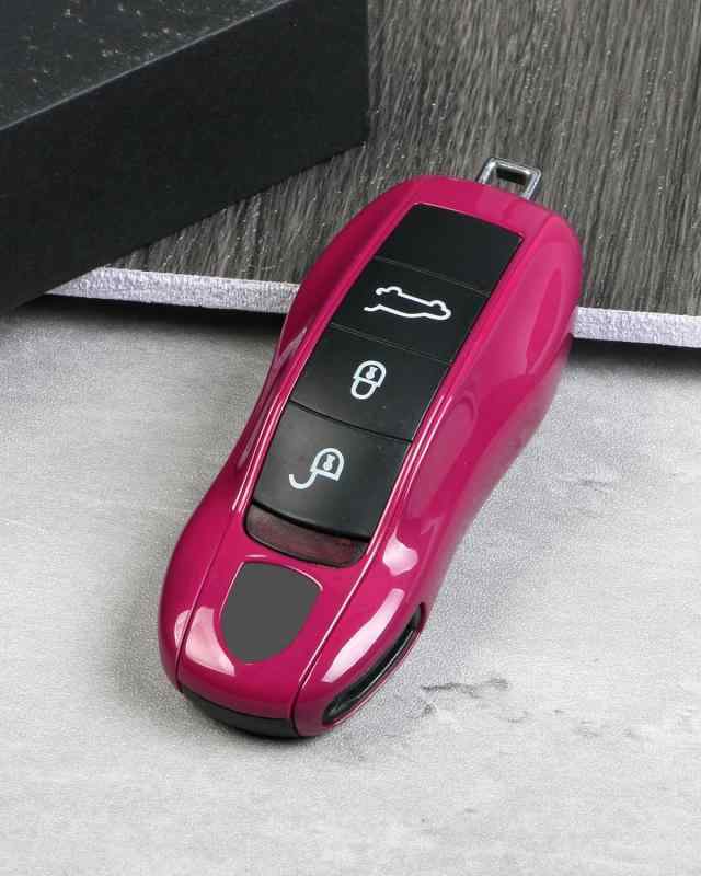 Rakuten - マカンカイエンネ718のキーケースキーカバー、ケイマンパナメーラ911ボクスターのカーキー保護キーチェーン （スタールビーレッド）