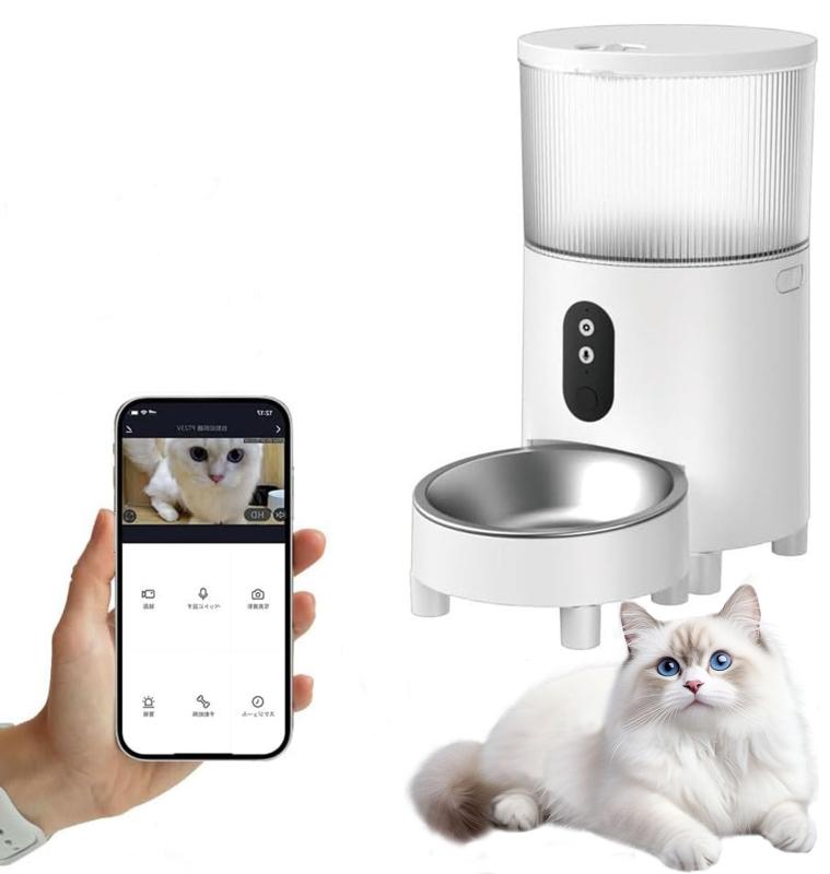 自動給餌器 猫 犬 自動餌やり機 定時定量 小型犬 猫用 ペット給餌器 タイマー機能 2WAY給電 手動給餌可 留守番 お手入れ簡単