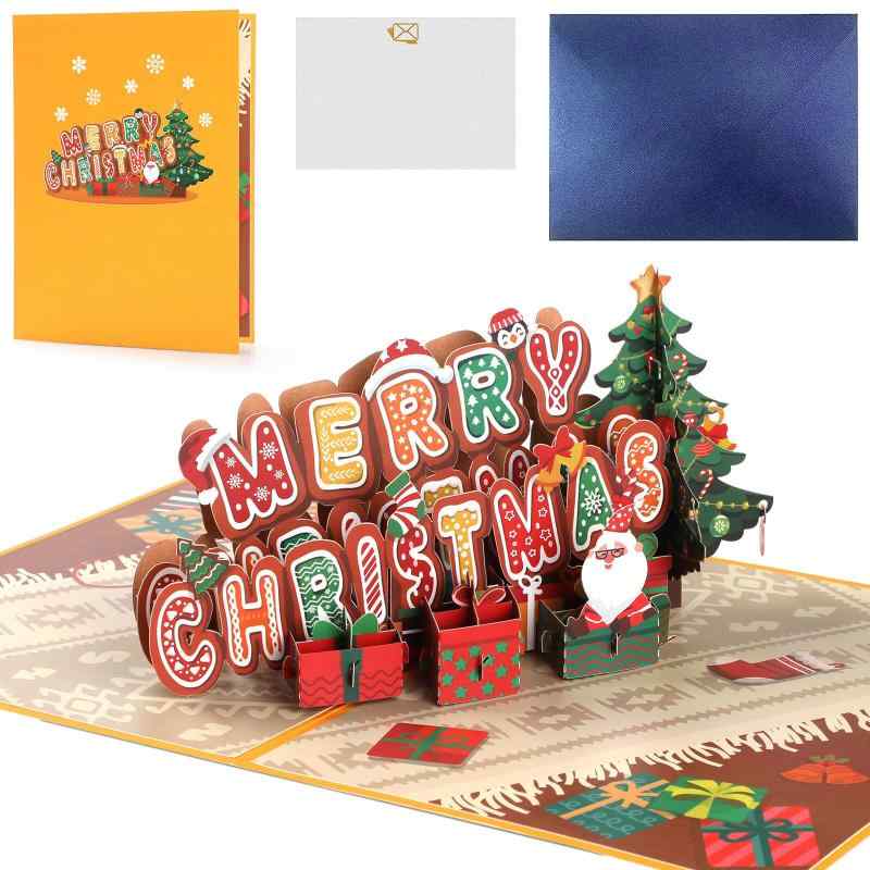 WD&amp;CD クリスマスカード 立体 3D Merry Christmas ポップアップ グリーディングカード クリスマスメッセージカード 飛び出す クリスマス飾り 手作りギフト ホリデー ギフト クリスマスの願い 🎄 サイズ — 1枚カード15X20cm（折り畳み ）封筒 + OPPギフト袋🎅 ポップアップデザイン — 3Dポップアップカード、ユニークな立体デザイン、手作りにこだわって細かいところまで完璧に仕上げ。大切な方にプレゼントする時に、自分の言葉で自分の気持ちを伝えないとなんだか何か足りない気分ですよね……その場合、是非、3Dポップアップグリーティングカードを使って、あなたの気持ちを言葉で伝えましょう。🎁 最高なプレゼント — 綺麗な手作り3Dクリスマスカードは受け取った相手にあなたの祝福が必ず伝わり、相手も必ず可愛くて愛情が溢れるこのクリスマスカードに一目惚れするに間違いなし。これがあなたが探し続けた物ではないでしょうか🎉 クリスマスポップアップカード - このウィンターカードは、クリスマス、冬休日、新年のお祝いなど、あらゆる機会に適しています。 ご家族やご友人への触感あふれるギフトです。🎄 メッセージ書き込み用余白 — ポップアップカードには、メッセージを書くための小さなカードがあります。言葉をたくさん書けるため、祝福の意やあなたの気持ちと愛をよりよく伝えられます。