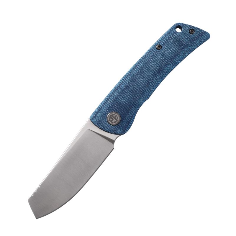 Petrified fish PFE05 Flavorist 折りたたみナイフ3.15インチK110サテンブレードスチールMicartaハンドルEDCアウトドアキャンプ用ポケット折りたたみナイフ (Blue)