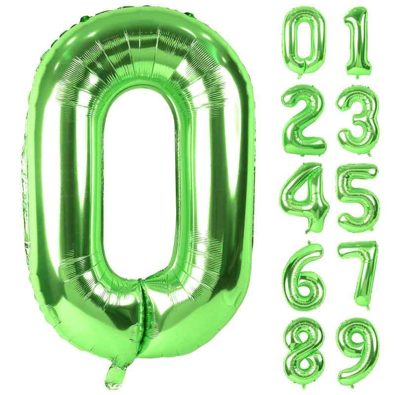 Rakuten - Lausatek バルーン アルミ風船 数字0 ナンバー 40インチ 大きい 誕生日 ハッピーバースデー 飾り付け ウェディング 記念日 パーティー 緑 約90cm グリーン