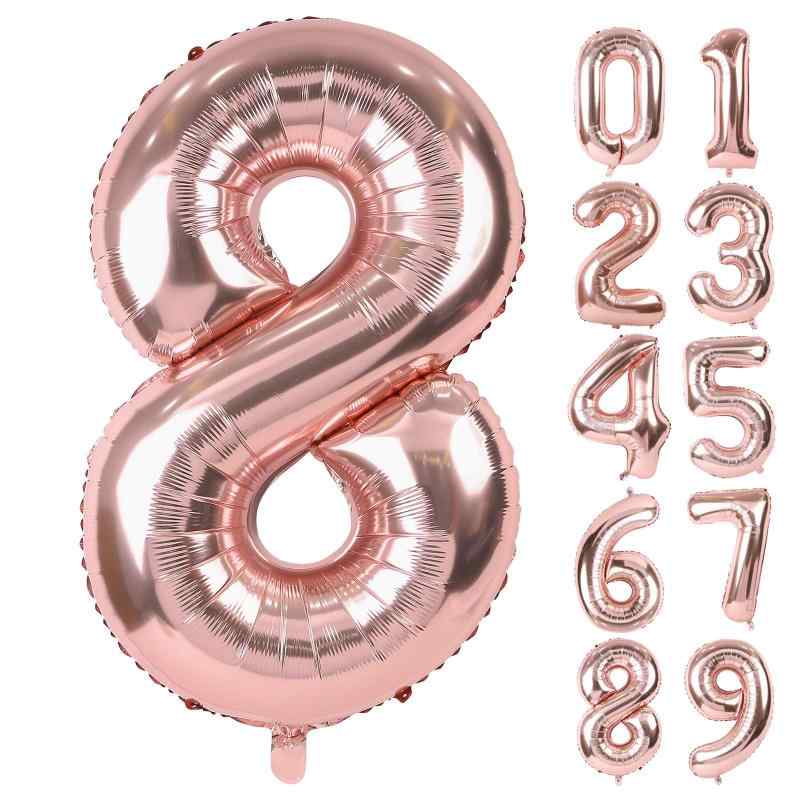 Lausatek バルーン アルミ風船 数字8 ナンバー 40インチ 大きい 誕生日 ハッピーバースデー 飾り付け 記念日 パーティー 約90cm ローズゴールド