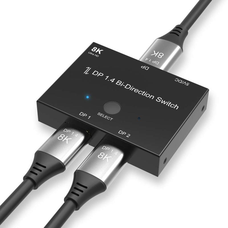 CABLEDECONN DisplayPort 8K DP 1.4スイッチ双方向Displayport分配器切替器8K @ 30Hz 4K @ 120Hz複数ソースおよびディスプレイ用スプリッターコンバーター。