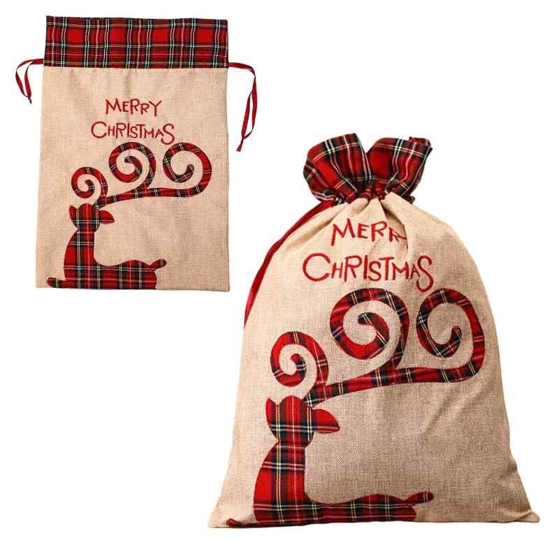 【2025年クリスマス飾り】クリスマス ラッピング 袋 大 39*56cm 1枚 プレゼント袋 フトバッグ 麻布 巾着袋 赤い紐 サンタクロース ピング袋 収納袋 贈り物 ラッピング袋 プレゼントふくろ サン