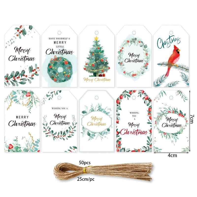 クリスマス サンキュータグ 長方形 50枚 100枚クリスマス Merry Christmas 値札 糸...
