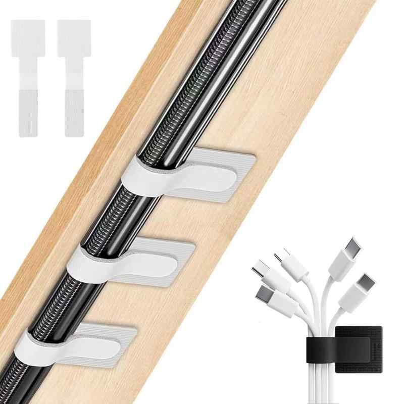 55個 ケーブルクリップ デスク下のフックとループのケーブル管理 【業界初・超強力・のり残らず】コードクリップ ケーブルホルダー ケーブルバンド 配線止め 粘着式 コード用の再利用可