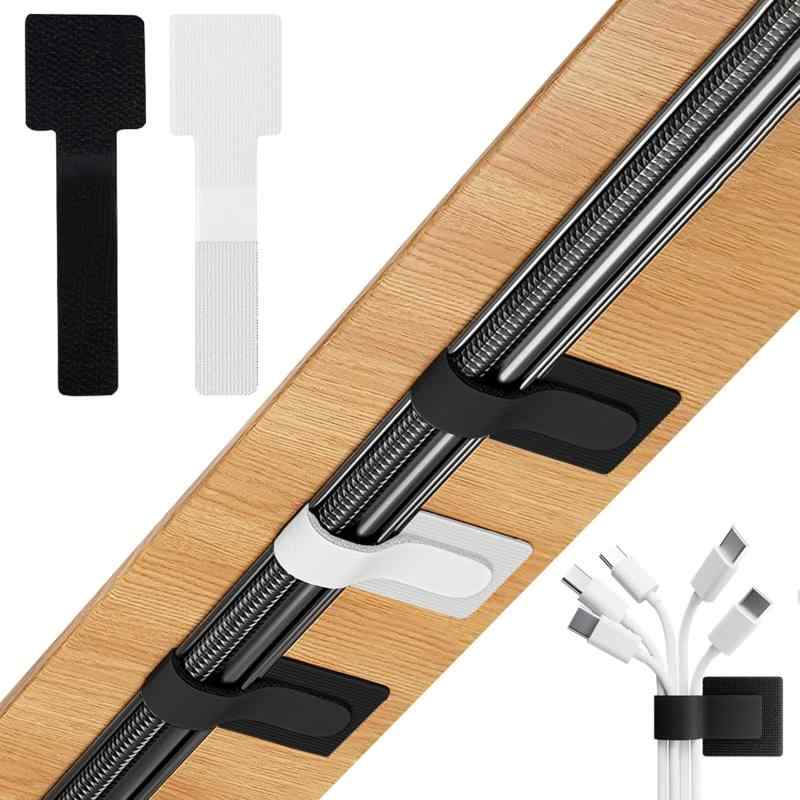 55個 ケーブルクリップ デスク下のフックとループのケーブル管理 【業界初・超強力・のり残らず】コードクリップ ケーブルホルダー ケーブルバンド 配線止め 粘着式 コード用の再利用可