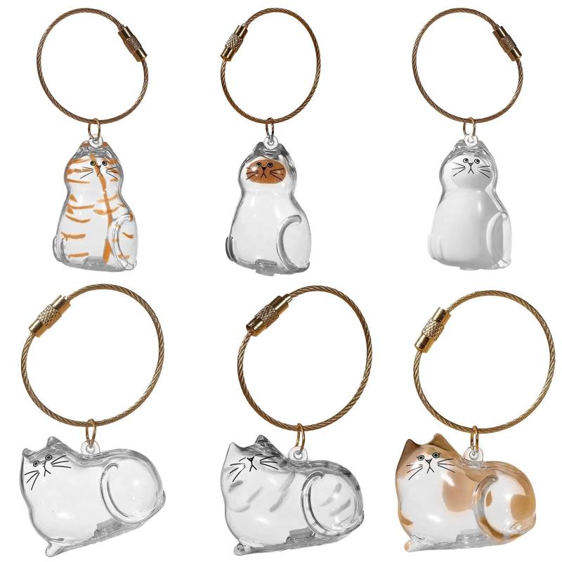 Asukohu アクリル 猫 ヘアストレージボトル ロープコード付き 子猫 毛皮 記念品 コタニナー ペット愛好家向け ホームデコレーション アクリルペットファーディスプレイコンテナ