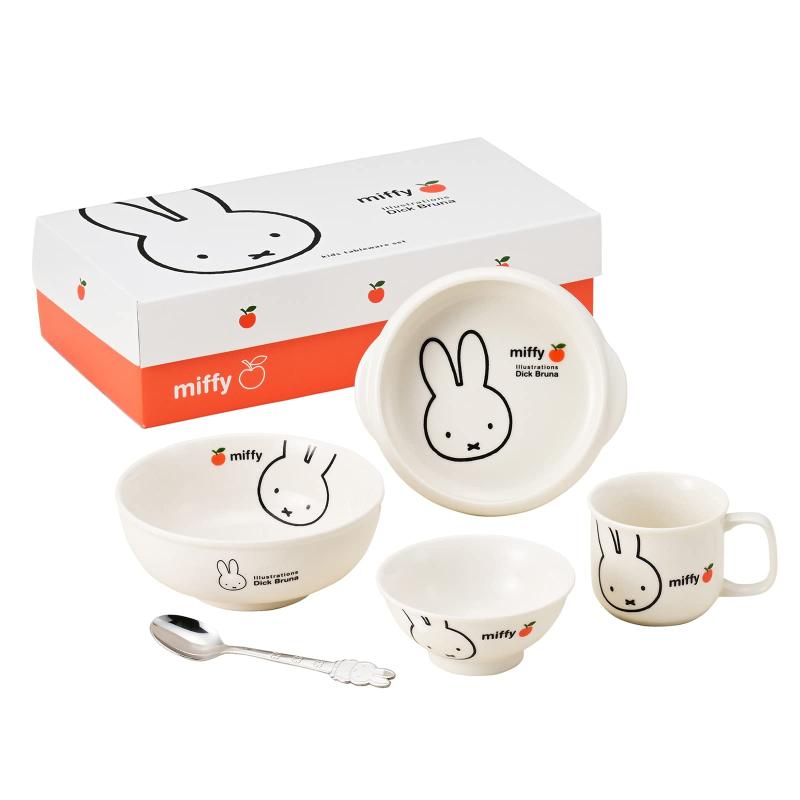 乐天商城 - 金正陶器(Kaneshotouki) ディック ブルーナ 「 ミッフィー 」 食器セット 子供 食器 陶器 ベビー アップル柄 ミッフィー グッズ 食洗機対応 電子レンジ対応 箱サイズ 30.5×16.5×8.5cm 日本製 242740
