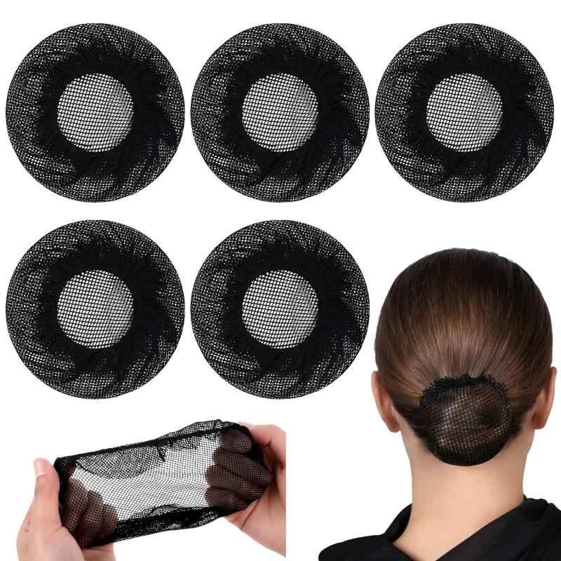 シニヨンネット お団子ネット 5個セット バレエ用 レッスン 発表会 ポワント 対応 ヘアネット 髪留め ストレッチ素材 のフィット感 新体操 ダンス 舞台 オフィス 大人用 子用 まとめやすい
