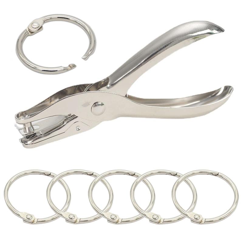 EUSTACE穴あけパンチ 1穴 6mm ペーパーパンチ 単穴 パンチ ハンドパンチ 3*38mm ルーズリーフバインダーリング 金属製 システム手帳 単語帳 学習カード 自作レシピ メニュー DIY 事務用品 多機能