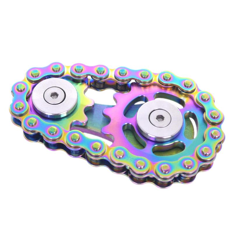 樂天商城 - Fidget Spinner、リンケージバイクチェーンスピナーデザイン2ギアフィギティスピンフィンガーゲーム、滑らかなベアリングを備えた金属ステンレス鋼耐久性のある力学 - フルカラフル