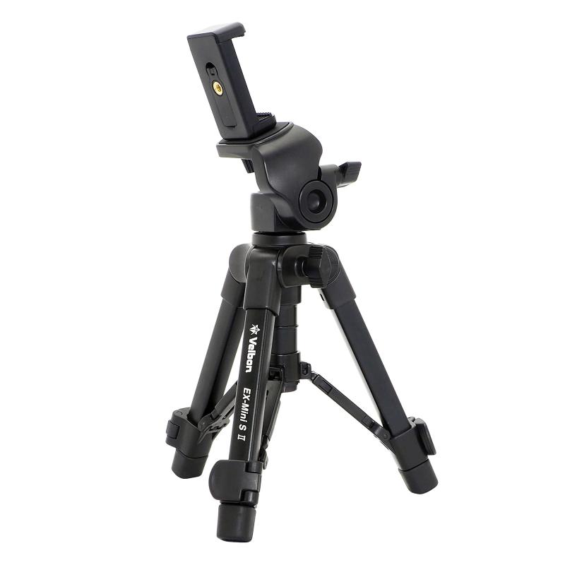 樂天商城 - ベルボン Velbon 卓上三脚 スマホ三脚 EX-miniS II AZ 2段 レバーロック 全高41.7cm 最低高19.0cm 脚径17mm 小型 2Way雲台 アルミ脚 スマホホルダー付属 017915500624