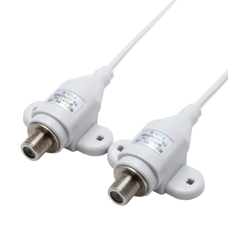 タローズ TARO'S 4K8K放送対応 地上デジタル・CATV・BS・CS対応 アンテナすき間ケーブル サッシ 窓枠 アンテナケーブル 極細 50cm F型接栓タイプ （防水キャップ、ネジ*4本、両面テープ）付き TS-AS