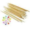 75pcs 手あみ針 くつした針 短5本針 棒針 竹製 長さ15cm 2.0mmから10.mmまで 15サイズ 編み棒セット(3)