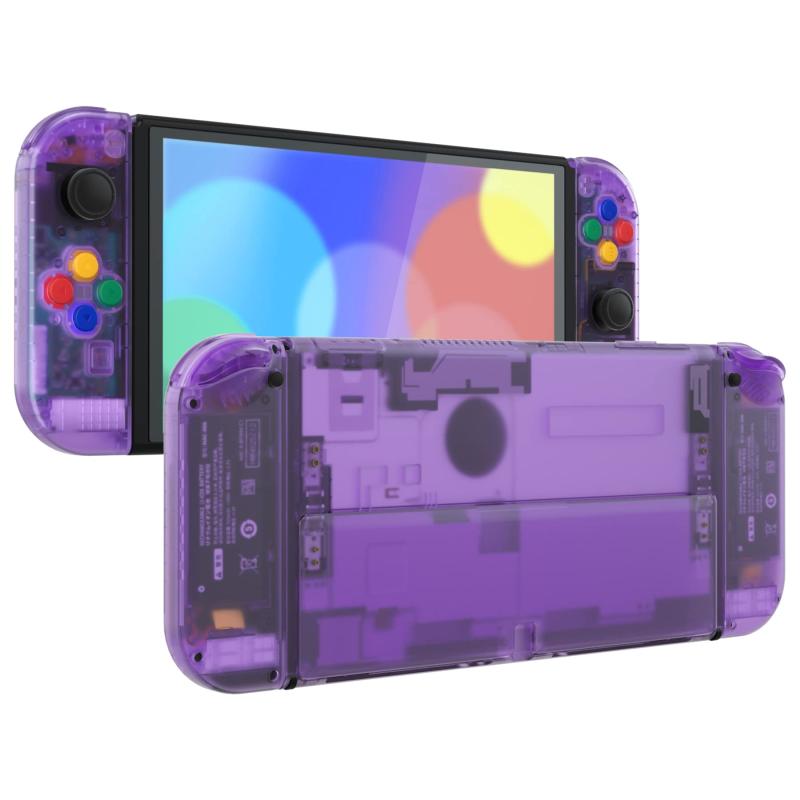 Rakuten - 本体ではない-eXtremeRate switch oledに対応用クリア素材バックプレート&PCスイッチ 背面スタンド、switch 有機elに対応用スイッチ ジョイコンハンドヘルドコントローラーハウジング、キックス