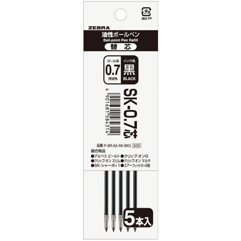 樂天商城 - ゼブラ 油性ボールペン替芯 SK-0.7芯 黒 5本入 P-BR-6A-SK-BK5