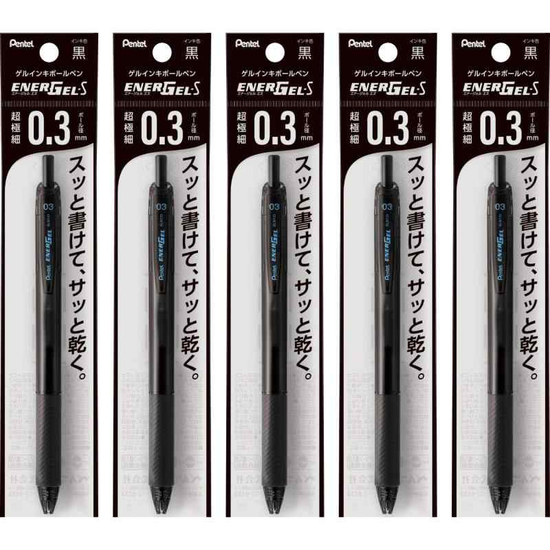 乐天商城 - ぺんてる ボールペン ゲルインキ エナージェル エス 0.3mm ブラック軸 XBLN123-A 黒 5本