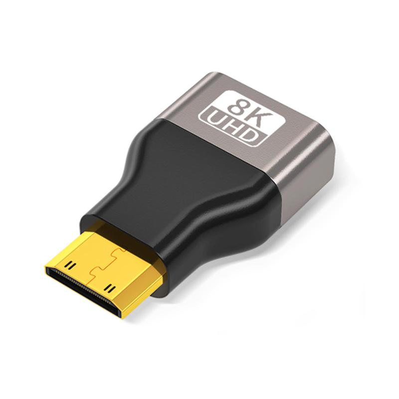 Mini HDMI to HDMI 変換 アダプタ 8K ミニHDMIオス-HDMIメス 金メッキ アルミニウム合金 4K@60Hz 3D ラップトップ/カメラ/ノートPCなどデバイス対応